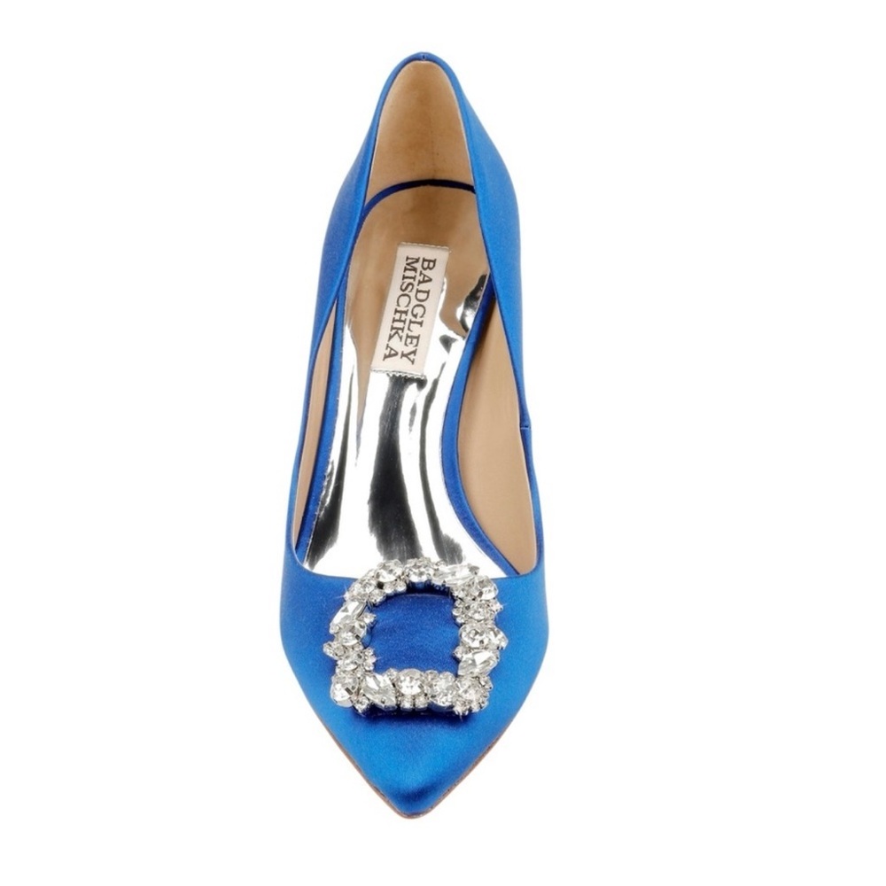 Badgley Mischka Collection Cher Embellished Pump Satin Blue Rhinestone - Picture 3 of 8